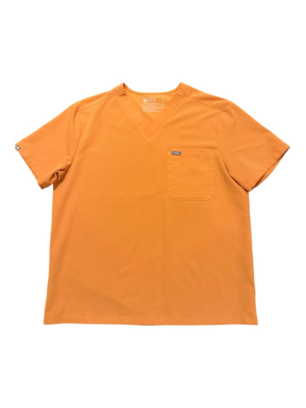 Figs Leon Scrub Top Men’s Short Sleeve V-Neck in Shaka Orange Sz L